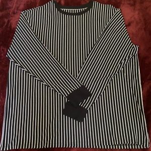 Long Sleeve Tee - Black & White Stripes - New